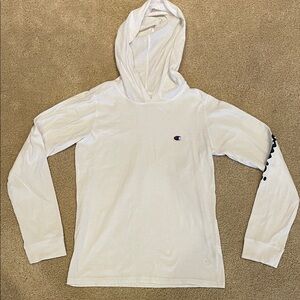 Champion white longsleeve hooded tee, boys size XL